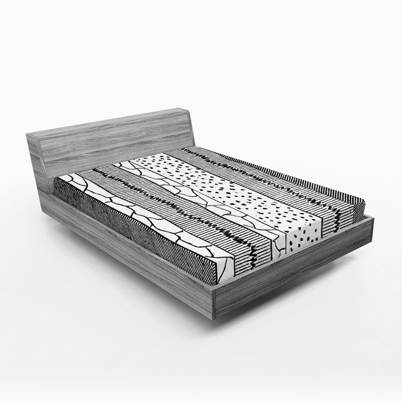 Gray DimGray White Abstract, Queen Fitted Sheet
