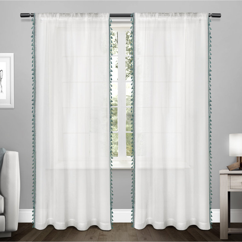 Paire de rideaux transparents Hucksley, Indigo, l 54 po x L 84 po
