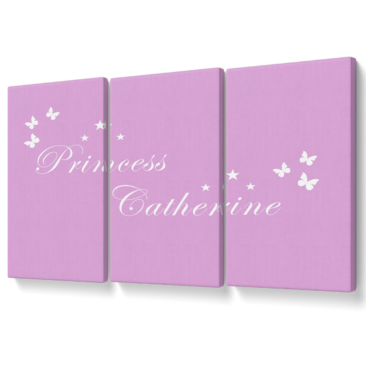 Your Own Name Princess Pink - 3 Piece Wrapped Canvas Typography