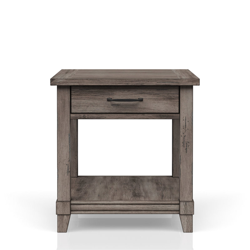 Table de bout grise avec capacité de charge et de rangement rustique