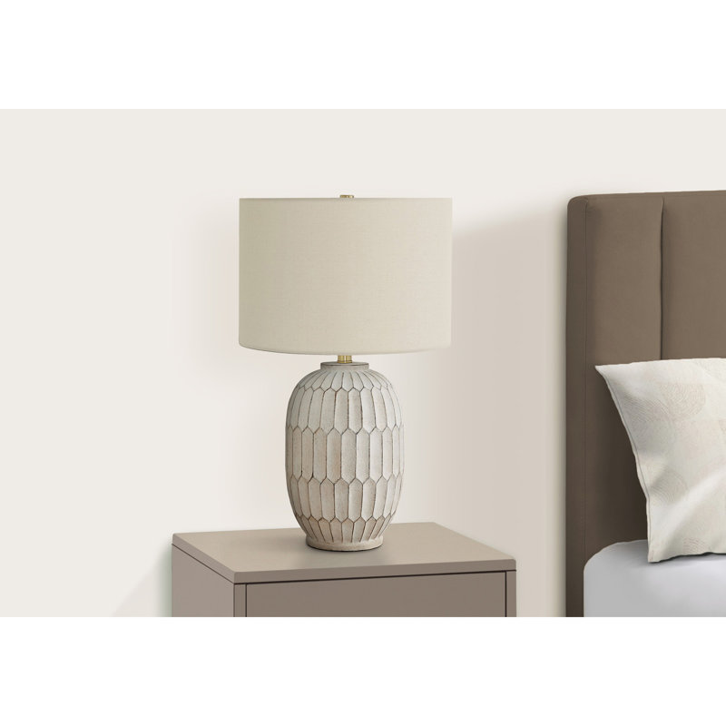 Lighting, 24 po, lampe de table, résine crème, abat-jour ivoire / crème, transitionnel