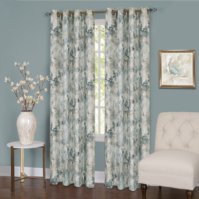 Sybilla Room Darkening Curtain Single Panel, 50"W x 84"L, Mist