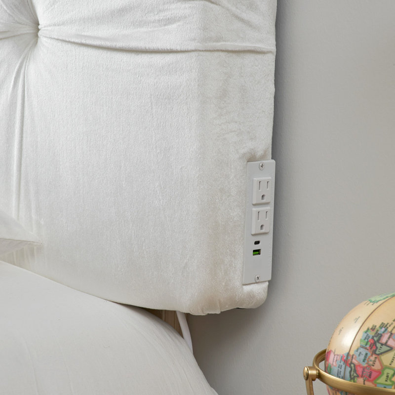 Tête de lit Mo 'Classic College Outlet avec pieds - velours moelleux blanc