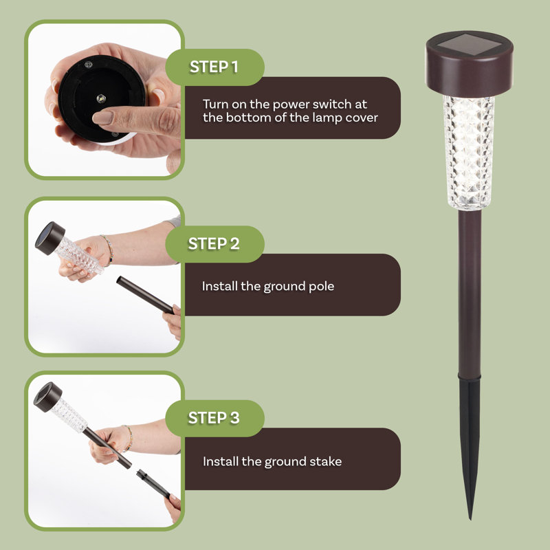  Lumières de jardin imperméables à énergie solaire - Paquet de 6 lumières d'extérieur à DEL - Éclairage solaire blanc froid pour sentier - Éclairage solaire d'extérieur pour la cour, l'allée ou le paysage de Pure Garden