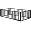 Lit simple en métal avec porte et clôture - structure de construction noire robuste-130040768-130040769
