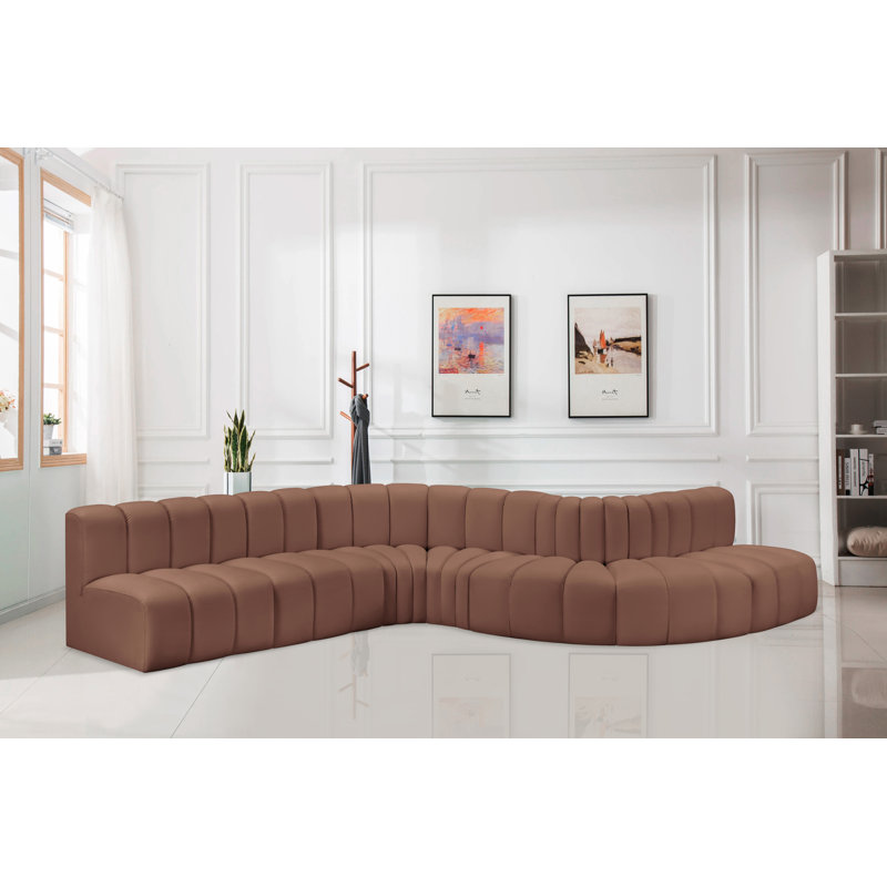 Issaic Upholstered 170'' Sofa, Cognac Vegan Leather