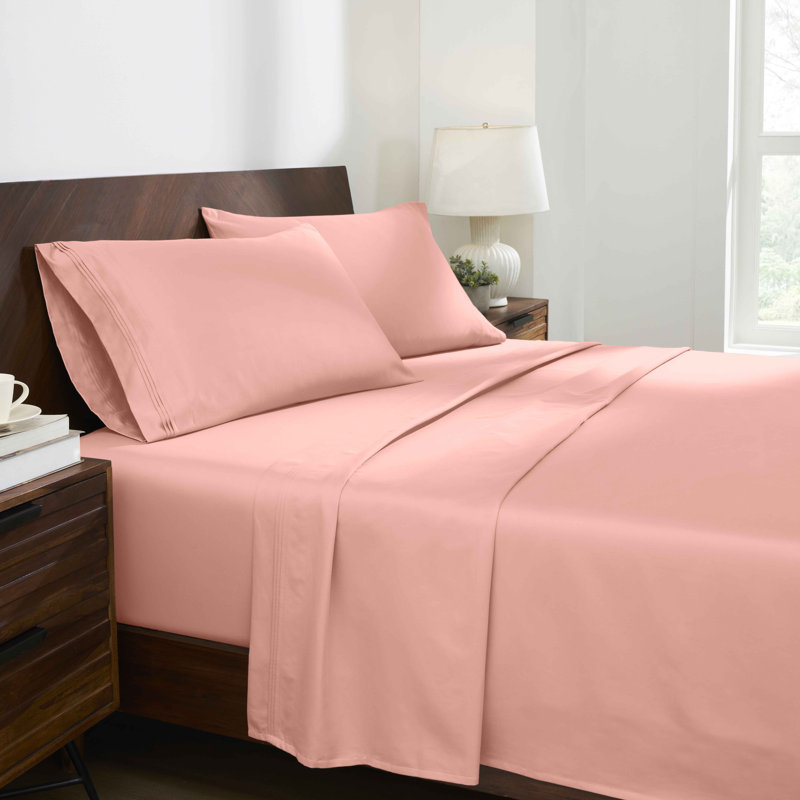 Ensemble de draps en coton 1000 fils Blue Nile Mills, Grand lit, Rose cendré