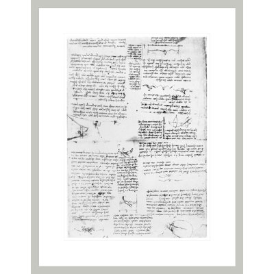 Folio 213r-a from the Codex Atlanticus 1478-1518 (pen &amp; ink on paper) by Leonardo da Vinci -Framed Giclee Print
