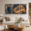 Ensemble de 3 toiles murales à motifs minéraux bleus et cuivrés tourbillonnants-1651833345