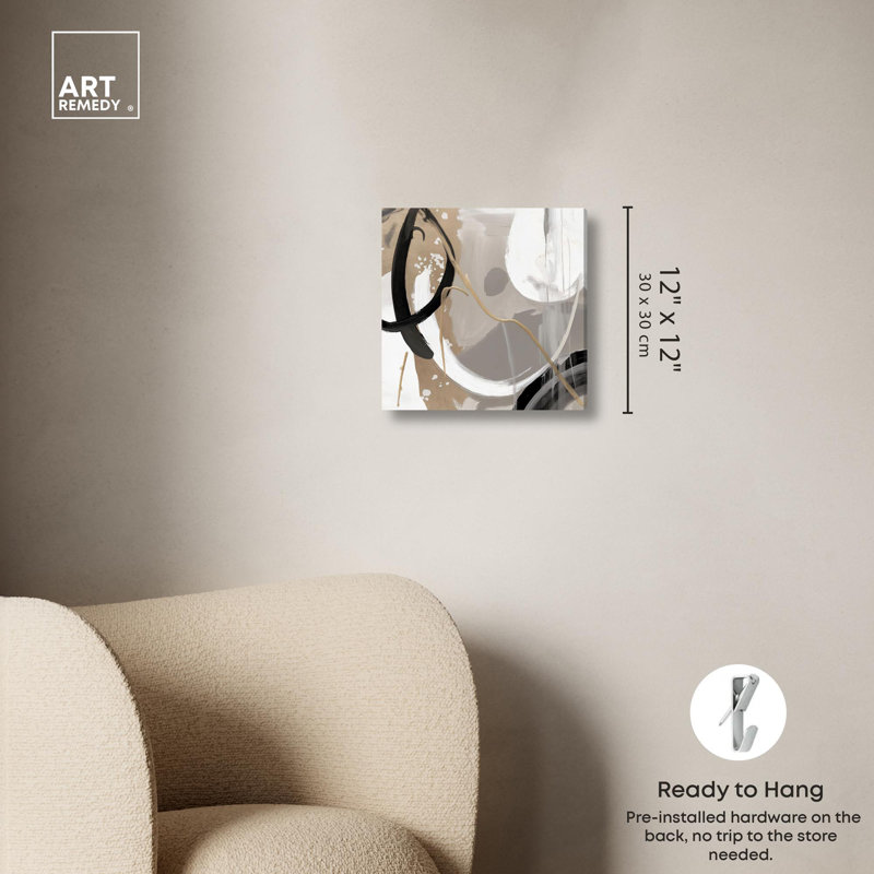 «Harmony of Neutrals Kitchen Decor» par Art Remedy, H 12 po x l 12 po, Toile tendue avec châssis
