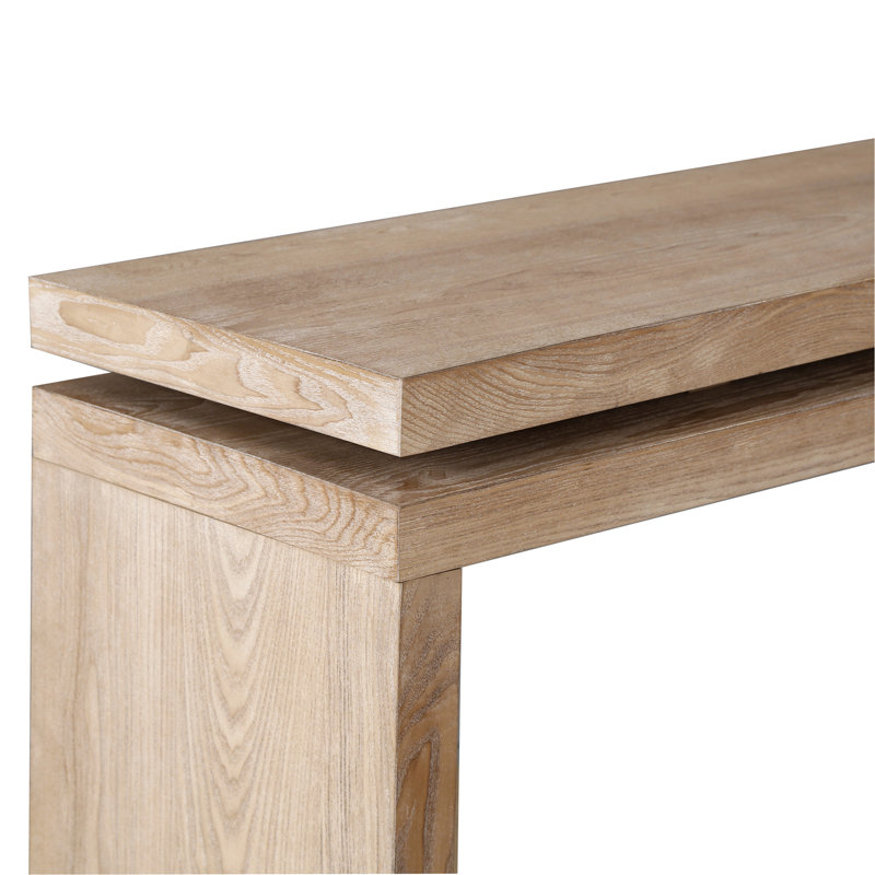 Console Antique Natural Farmhouse - Table d'entrée en bois rétro avec suspension à double panneau, bois massif et panneau de fibres à densité moyenne, table de canapé pour le salon