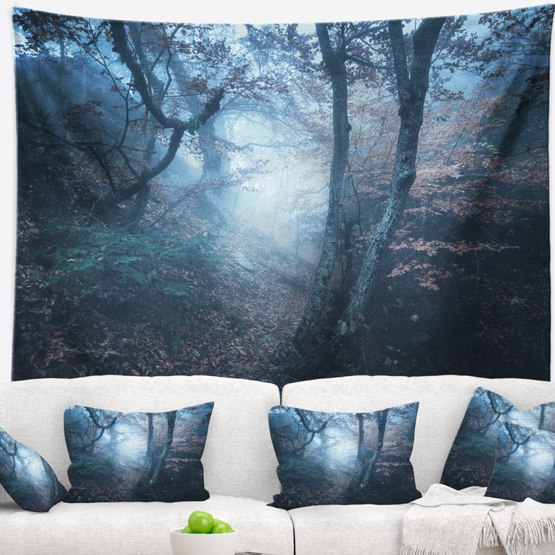 Paysage d'automne en tapisserie forêt, H 68 po x l 80 po