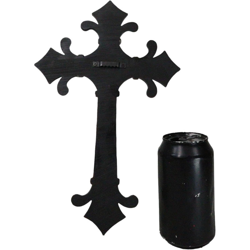 Croix murale rustique avec fleur de lys française et turquoise