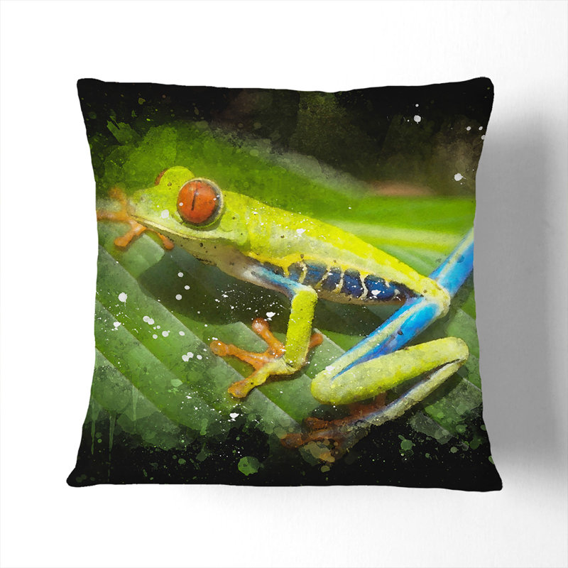 Tree Frog Vol.2 Paint Splash Scatter Cushion, 55cm H x 55cm W x 20cm D, Stone