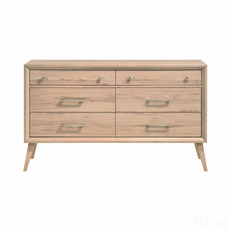 Commode de style classique avec 6 tiroirs au fini chêne naturel