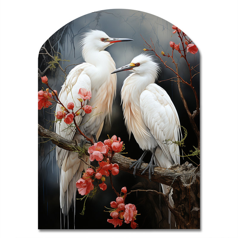 Japon Art Harmony Of Crane I - Arch Japan Art Metal Wall Art, Asymmetrical Metal Wall Sculpture Print, 34" H x 25" W x 1" D
