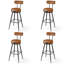 Upholstered Counter Stool with Metal Frame-1253715539