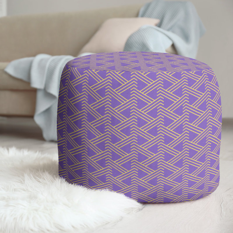 repose-pieds à motif zag zig full color, Mauve / jaune
