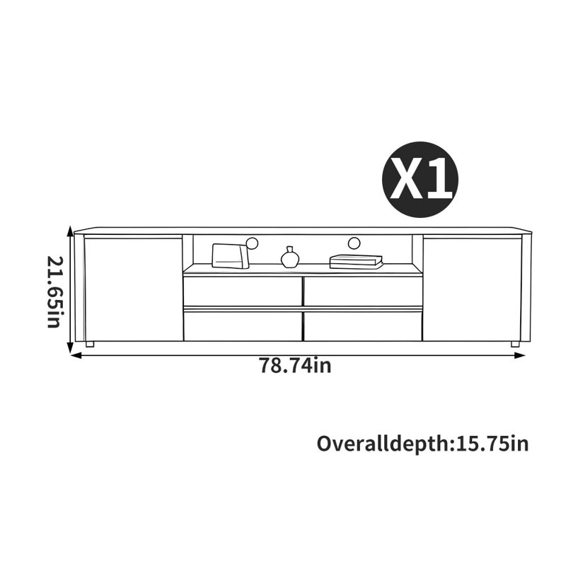 American style faux leather TV stand, 78.74"