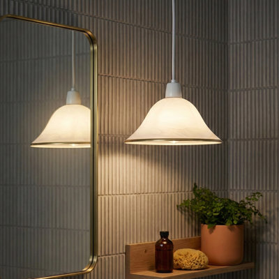 13 cm H Bell Glass Lamp Shade in White