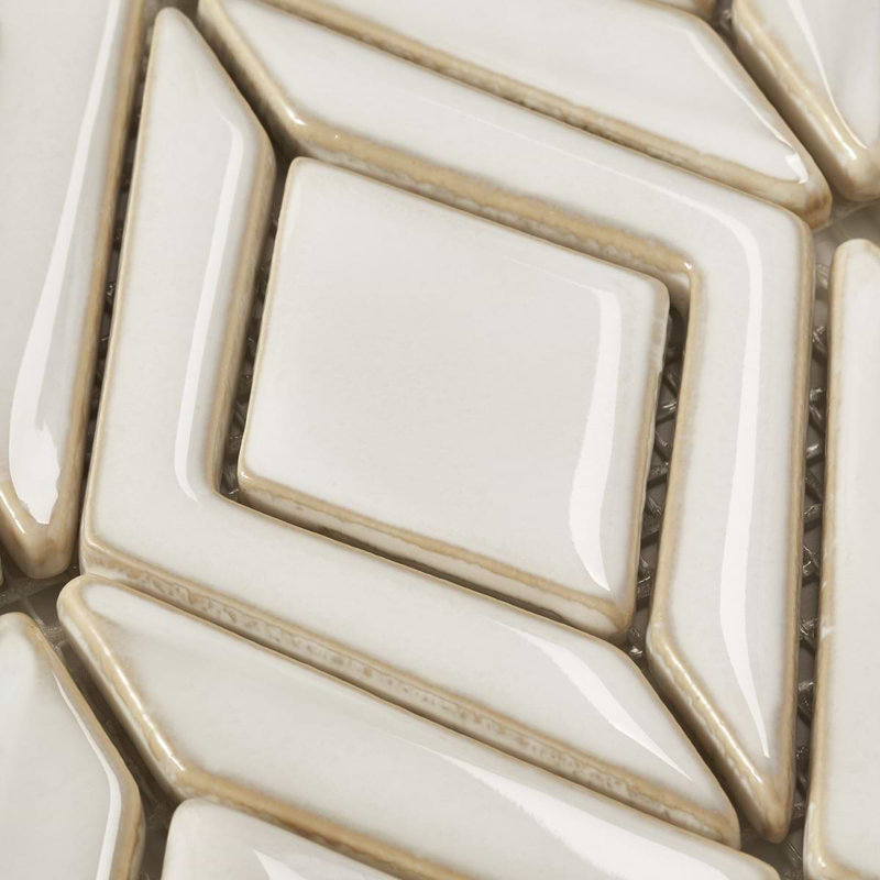 Nabi Jewel 3D Glossy Glass Mosaic Tile, Natural White