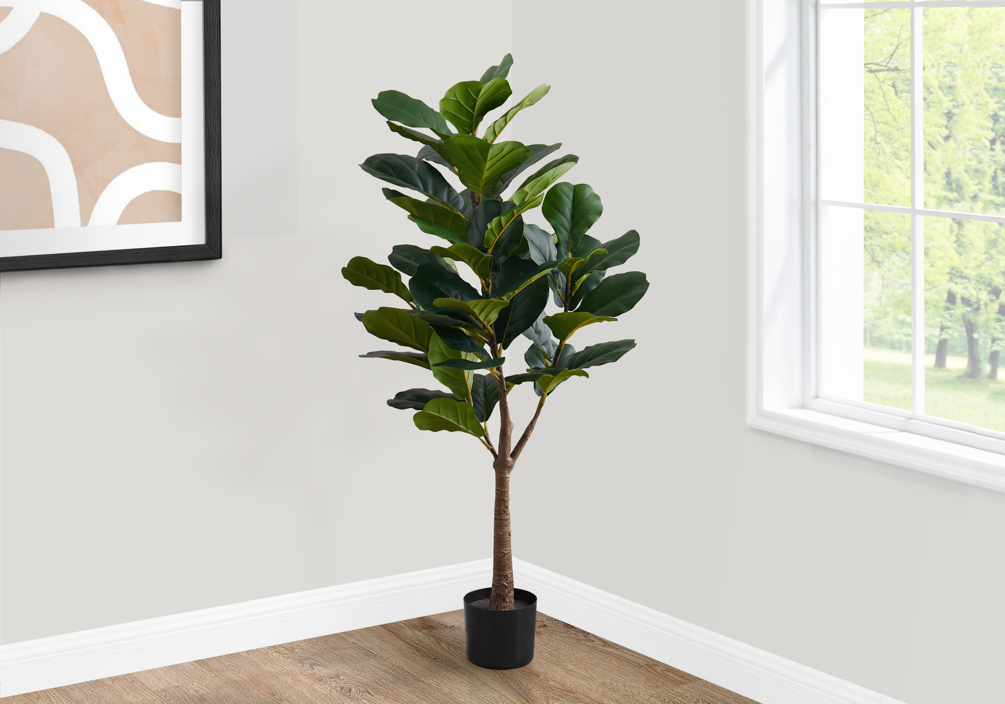 Primrue 47'' Faux Fiddle Fig Plant in Polyethylene (Pe) Pot | Wayfair