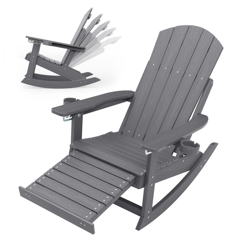 Chaise berçante d'extérieur avec repose-pieds caché Hips, Gris
