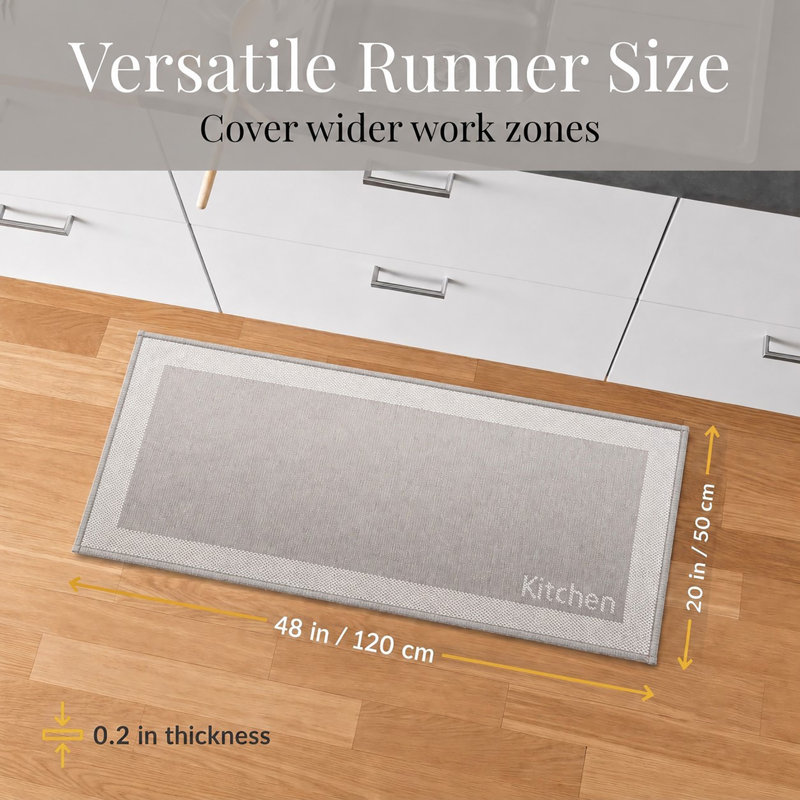 Two-Tone Beige Kitchen Runner Rug 20x48, Beige, Runner 1'8" x 4"