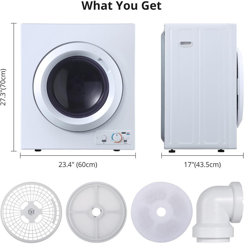 Homhougo 2.65 Cubic Feet Vented Electric Dryer with Sensor Dry
