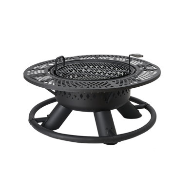 Round Charcoal Wood Burning Outdoor Cold-rolled Steel Fire Pit Table