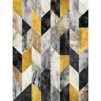Marbled Geometric 2 Print by Angel Estevez
