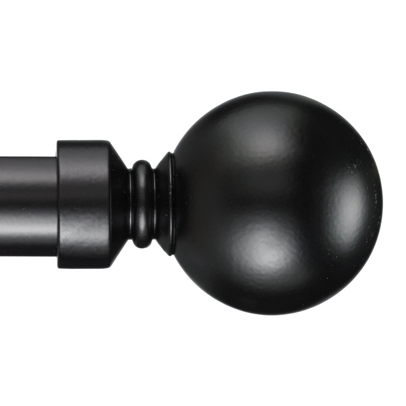 Tringle à rideaux simple Tatman, H 3 po x l 120 po x P 3,38 po, Noir