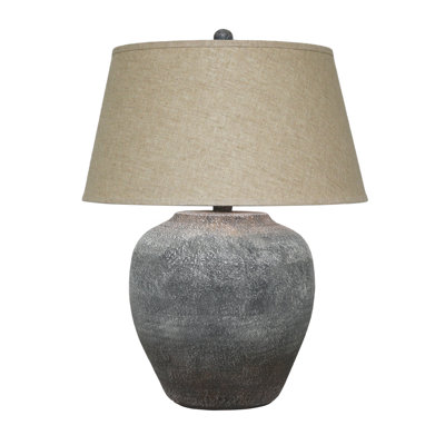 Houa Hand-Finished Cast Stone Table Lamp with 3-Way Switch, 27.5