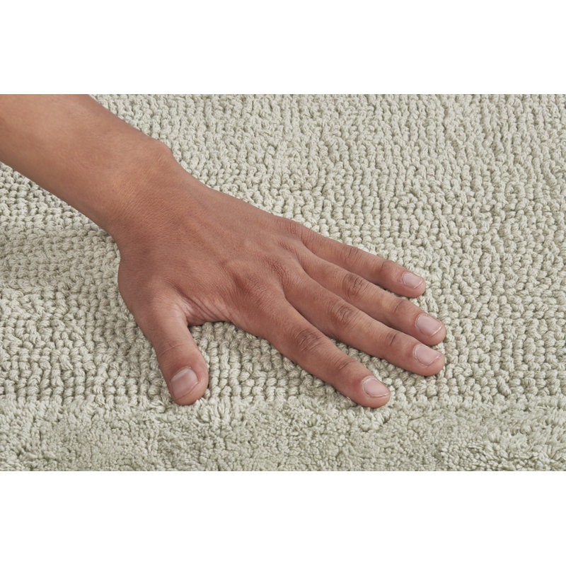 Llarely 100% Cotton Reversible Tufted U-shape Toilet Rug Ultra-Absorbent, Machine Washable 20 x 20 Contour Mat, Dark Sage