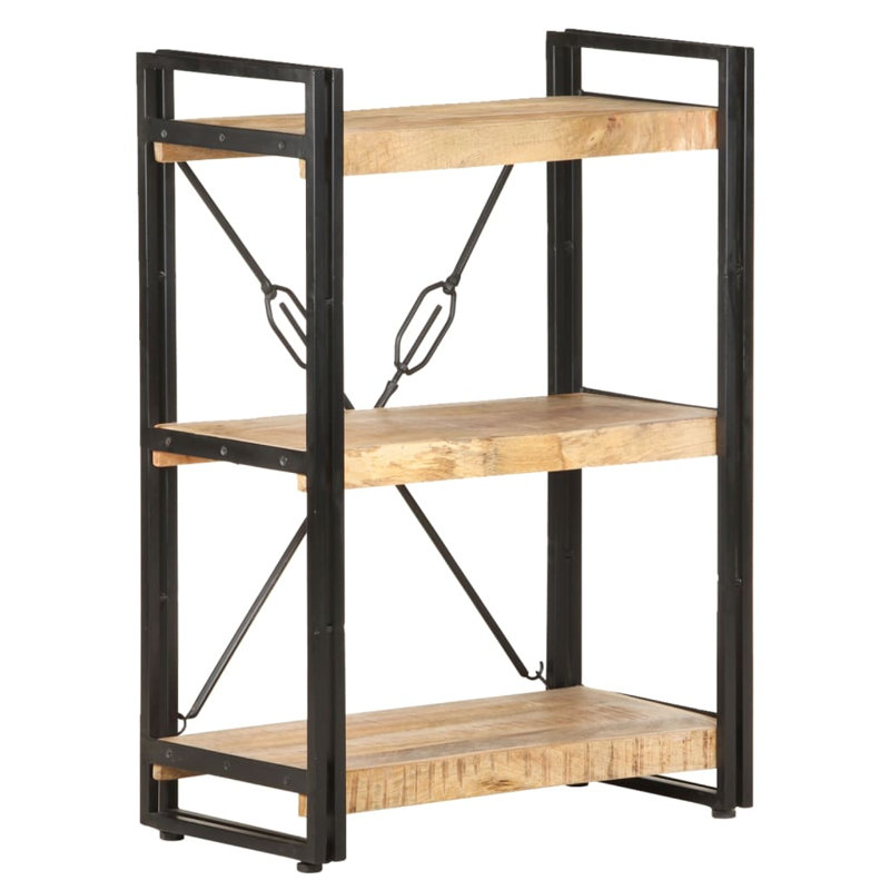 Bibliothèque en bois de manguier massif, Naturel, H 31,5 po x l 23,62 po x P 11,81 po