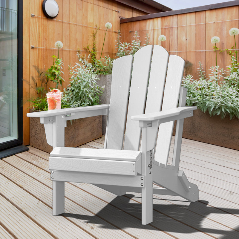 Kahn Folding Adirondack Chair with Cup Holder , White
