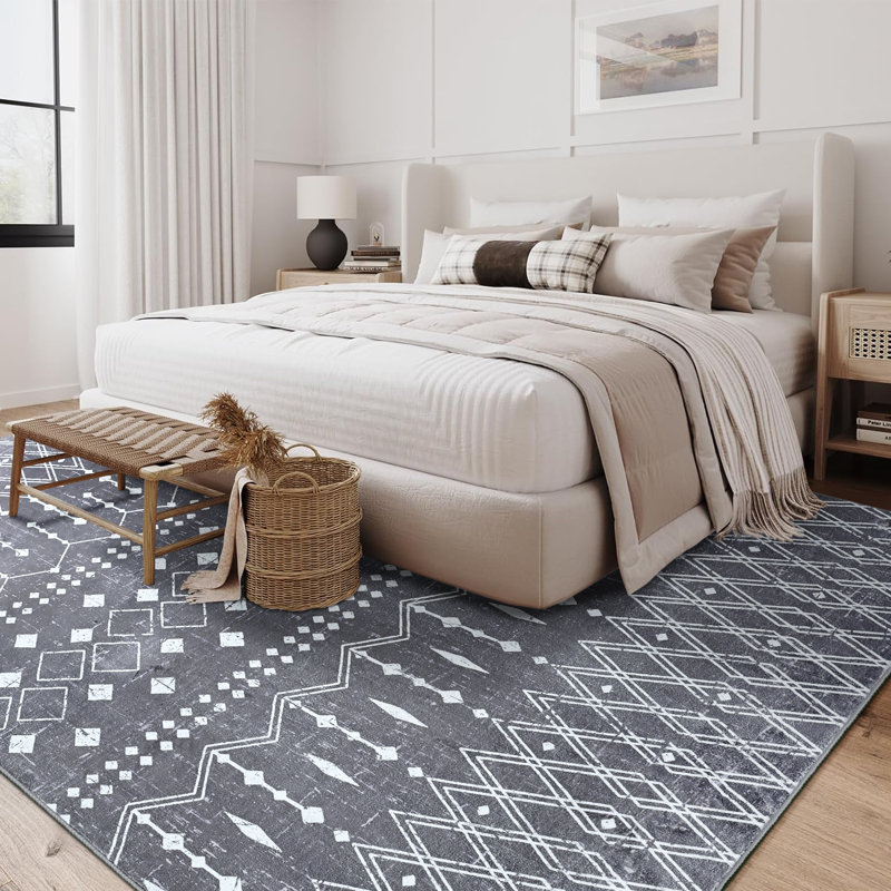 Fillender Large Living Room Area Rug Soft Boho Moroccan Farmhouse Rugs For Bedroom Under Dining Table, Rectangle 5' x 8'
