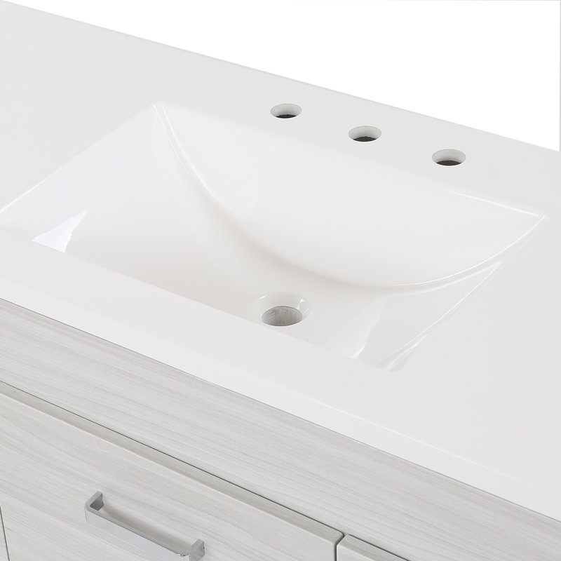48.5" Single Bathroom Vanity With Cultured Marble Top, Elm Sky
