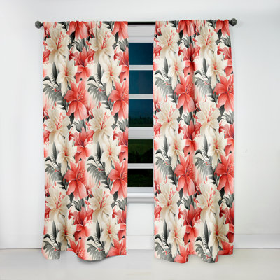 Delicate Neutrals Tropical Pattern III Blackout Single Curtain Panel