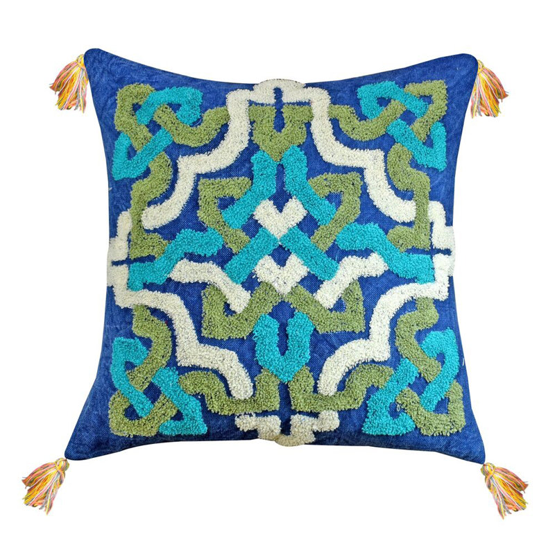 Appliqued Cotton Throw Pillow