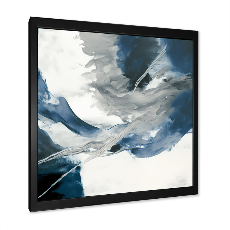 «Feeling Honolulu Blue X - Abstract», encre liquide, Impression noire sur toile encadrée, L 16 po x H 16 po