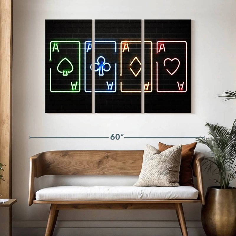 Reproduction d'art sur toile néon, H 32 po x l 50 po x P 1,25 po