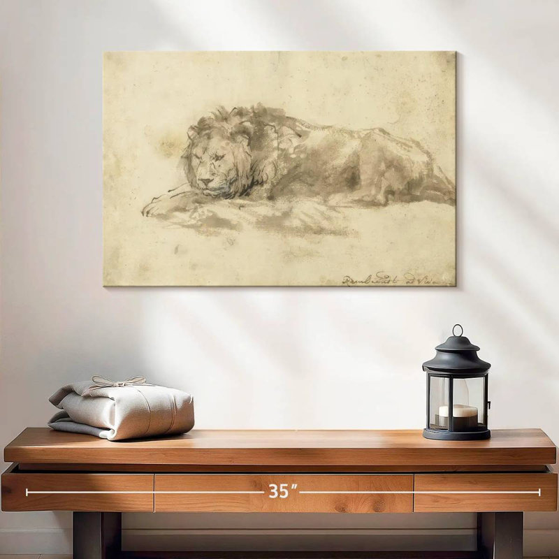 Lion couché Brampt, H 16 po x l 24 po