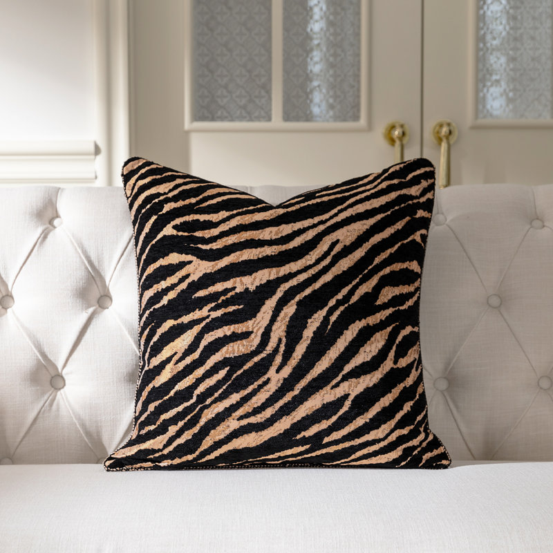 Housse de coussin en chenille 1 pièce à imprimé tigre 20 po x 20 po pour canapé-lit, salon, chambre à coucher