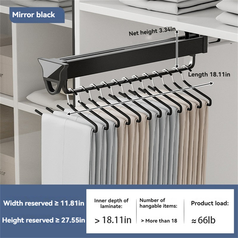 Porte-pantalons extensible avec glissière, H 122 cm x l 81 cm