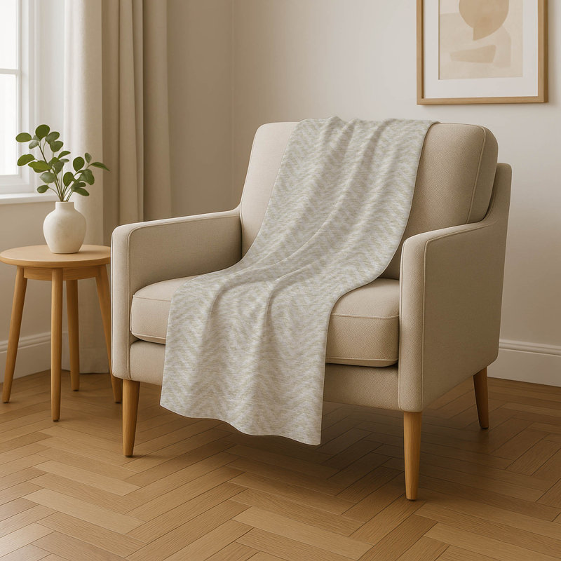 Jeté à chevrons lavable en machine Addison Sherpa ASB934, Beige