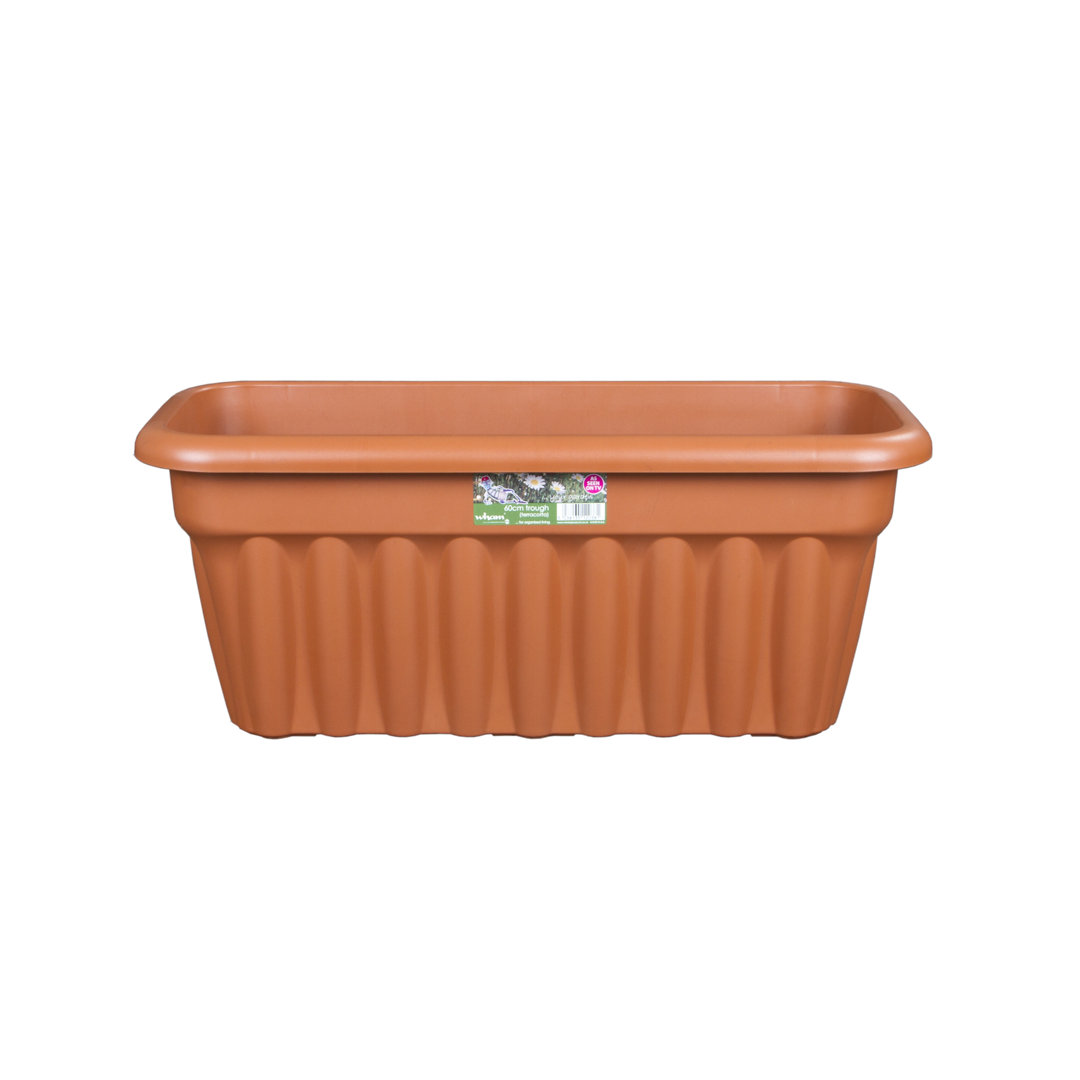 Wham Vista Terracotta Rectangular Trough Planter - 60cm - 2 Pack - Recycled Plastic - Image 2
