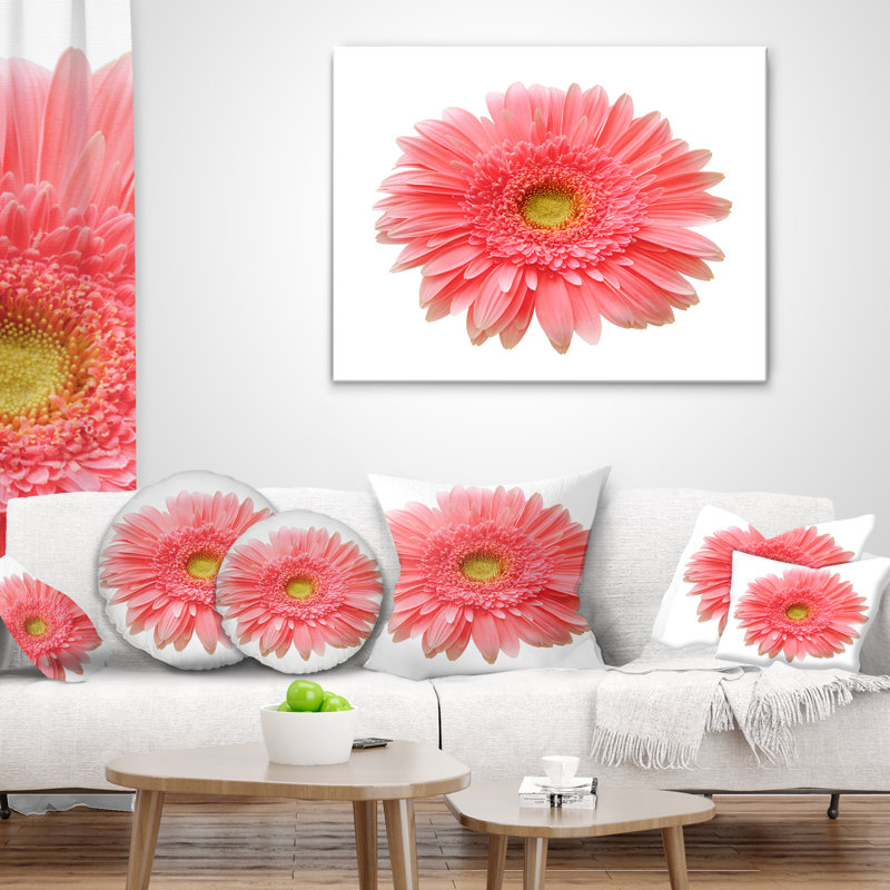 Marguerite simple sur fond blanc - coussin à imprimé floral, 18 po x 18 po, Coussin décoratif