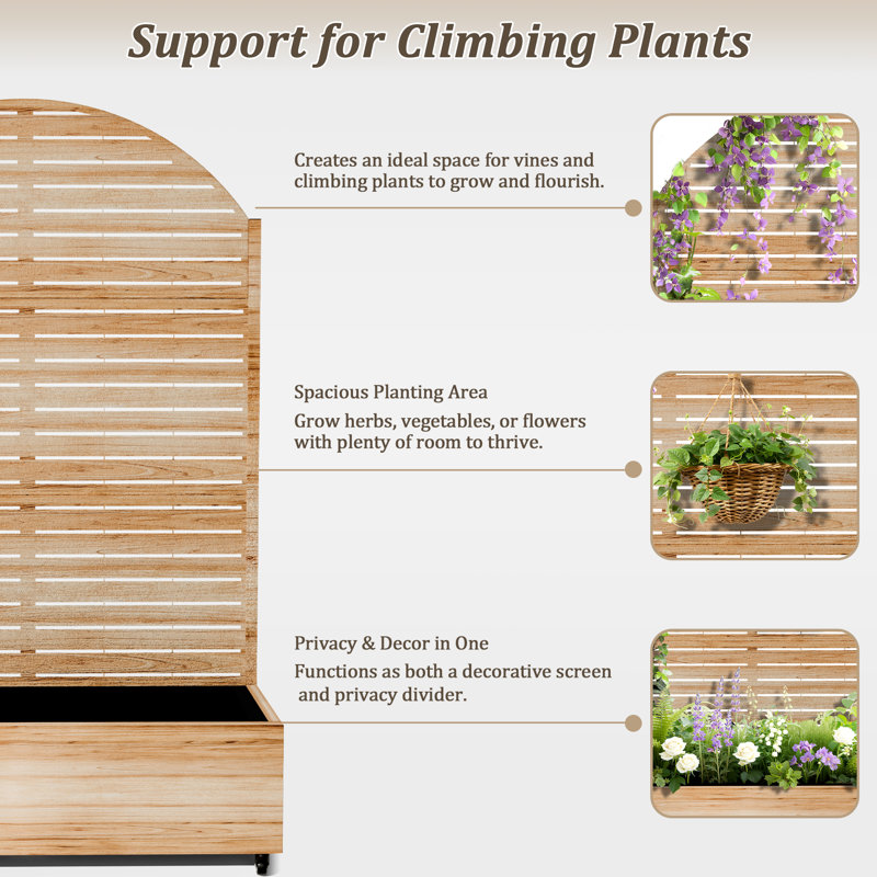 Raised Garden Bed with Trellis on Wheels – Versatile Metal Planter Box with Trellis, Multi-Style Planter Boxes with Trellis Privacy Screen for Patio and Garden