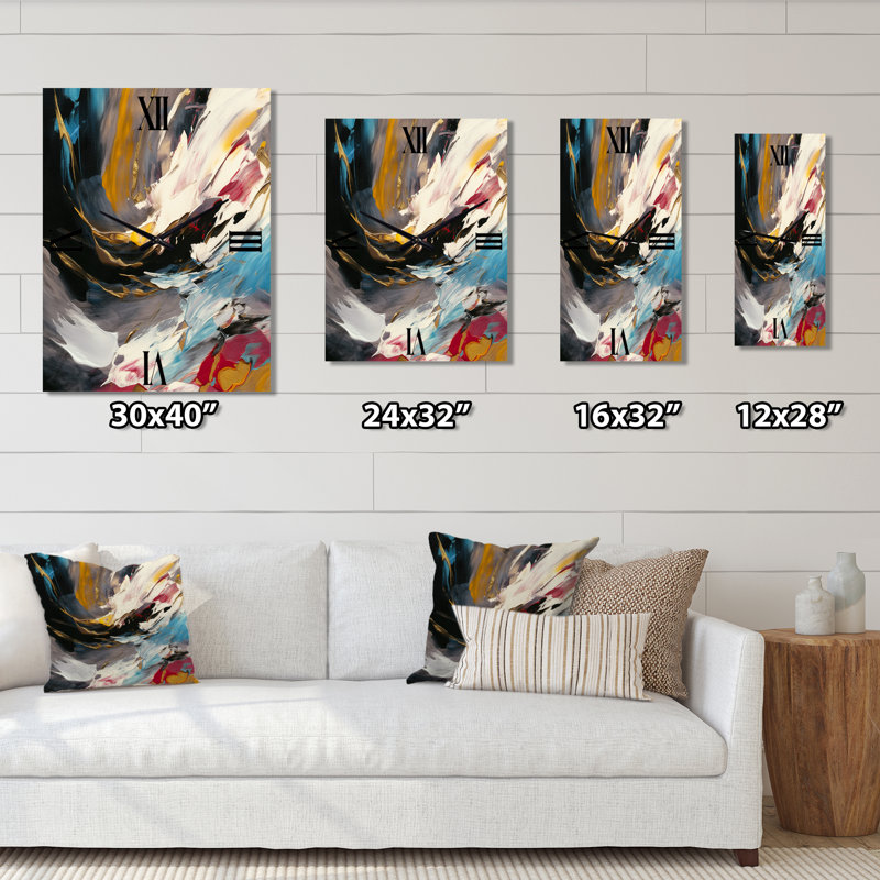 Smooth Bliss Abstract I - Horloge murale surdimensionnée, peinture abstraite, Moyen